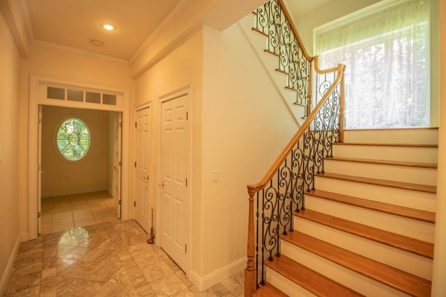 foyer with ornamental molding