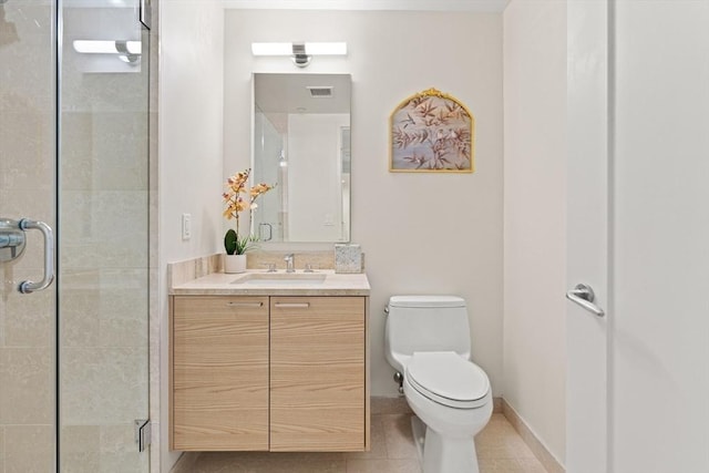 1 Franklin St Unit 1504, Boston, MA 02110 - bathroom featuring a stall shower, vanity, toilet, and tile patterned floors