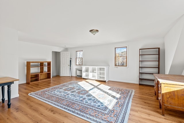 living area with light wood-type flooring