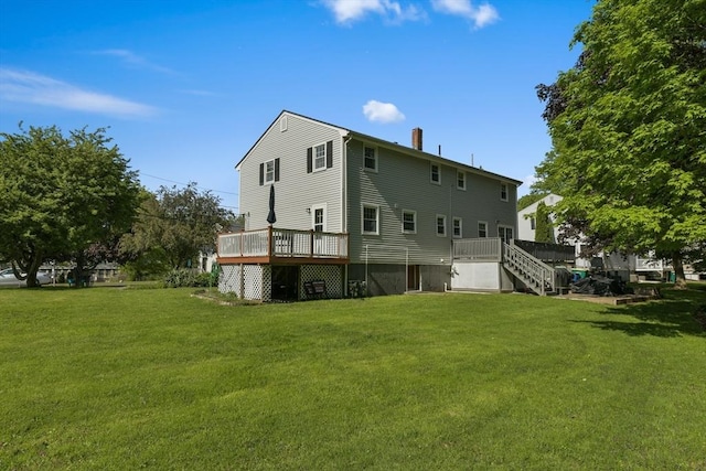 8 Edwards Rd Unit 8A, Woburn, MA 01801 - back of house featuring a chimney, a wooden deck, and a yard