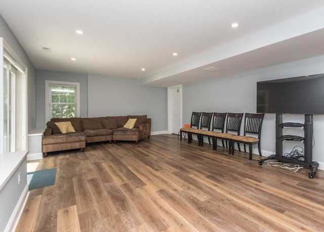 17 Elinor Cir, Waltham, MA 02452 - living room featuring wood finished floors, recessed lighting, and baseboards
