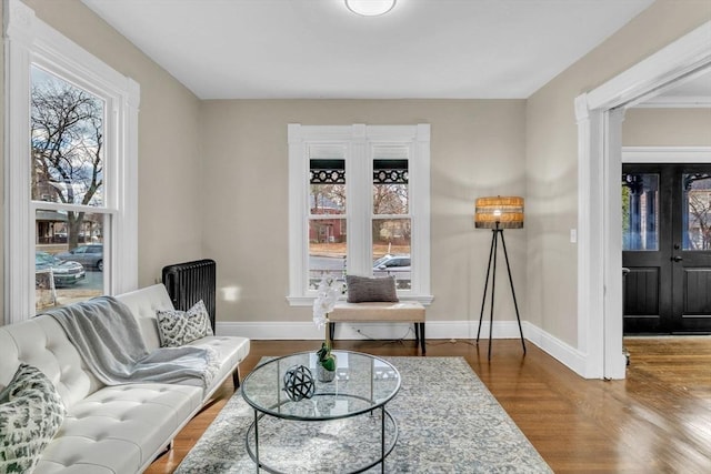 sitting room featuring hardwood / wood-style flooring