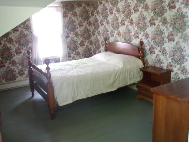 2 N St, Williamsburg, MA 01096 - bedroom with wallpapered walls and a baseboard radiator