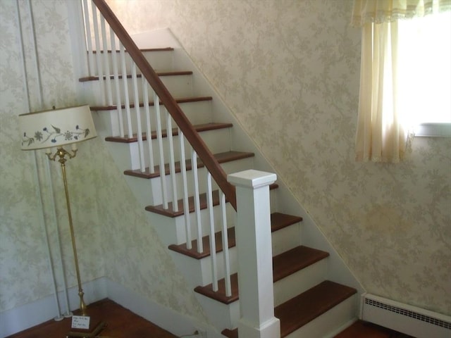 2 N St, Williamsburg, MA 01096 - staircase featuring a baseboard radiator