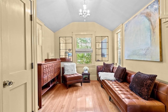26 Saxon Rd, Newton, MA 02461 - sitting room featuring light wood-style floors, vaulted ceiling, and baseboards