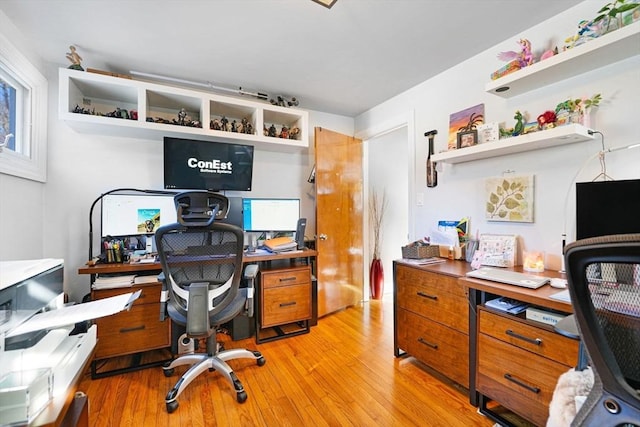 office space featuring light hardwood / wood-style floors