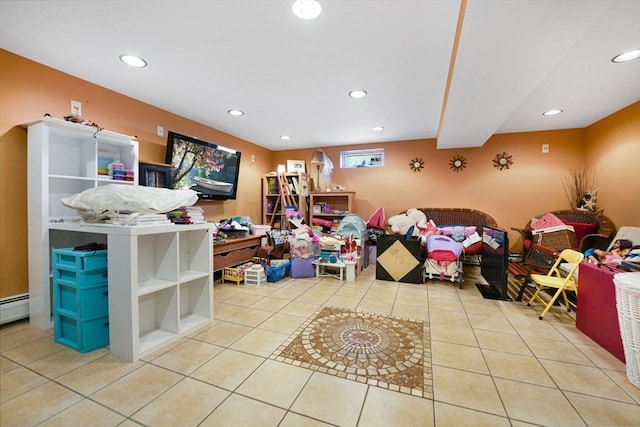 interior space featuring light tile patterned floors