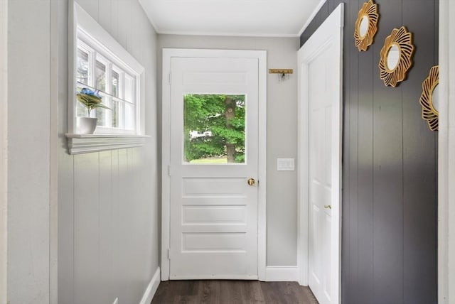 139 Washington St, Hudson, MA 01749 - doorway with dark wood-type flooring and baseboards