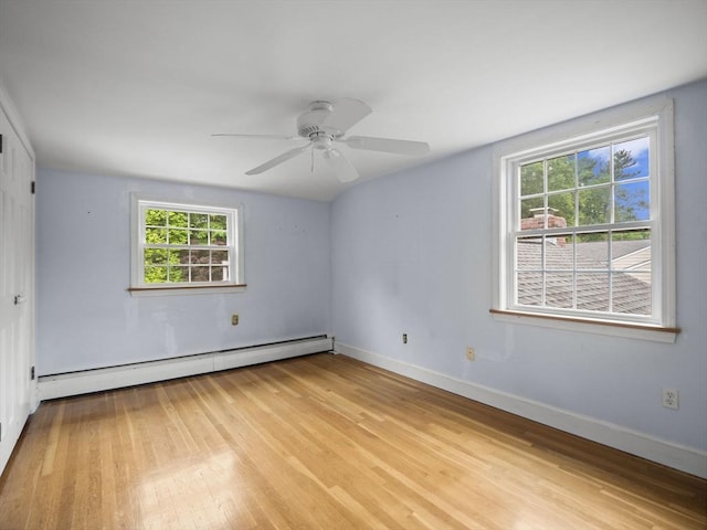 47 Skelton Rd, Burlington, MA 01803 - spare room with a baseboard radiator, light wood-style flooring, and a ceiling fan