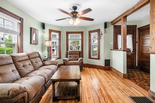 14 Giles Ave, Beverly, MA 01915 - living room featuring plenty of natural light, a ceiling fan, and hardwood / wood-style flooring