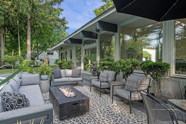 228 Atlantic Ave, Swampscott, MA 01907 - view of patio / terrace with an outdoor living space with a fire pit
