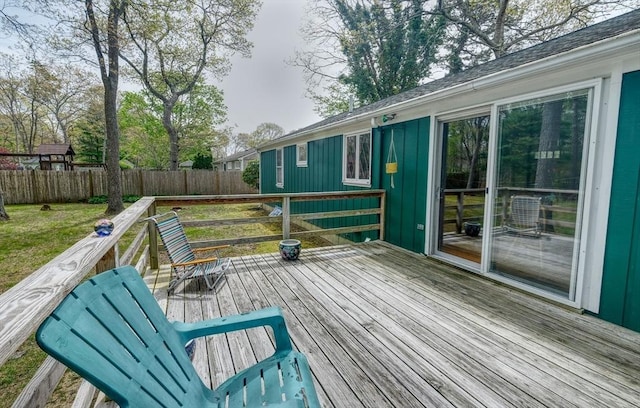 wooden deck with cooling unit