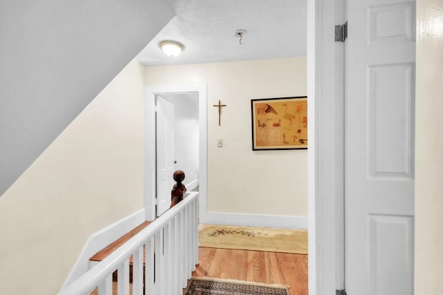 hallway with hardwood / wood-style floors