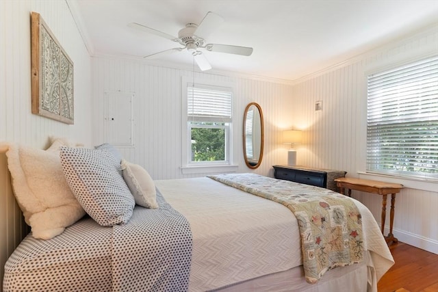 2 Port Way, Mattapoisett, MA 02739 - bedroom featuring ornamental molding, wood finished floors, and a ceiling fan