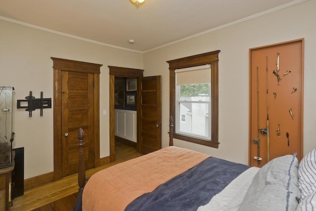 104 Longmeadow St, Longmeadow, MA 01106 - bedroom featuring dark wood-style flooring, ornamental molding, and ensuite bathroom