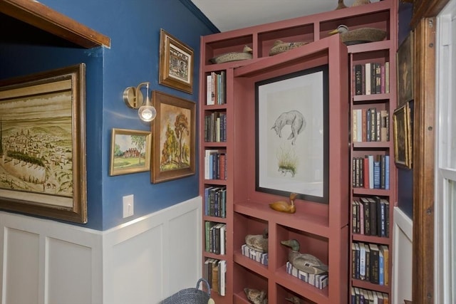 104 Longmeadow St, Longmeadow, MA 01106 - detailed view of wainscoting, built in shelves, and a decorative wall