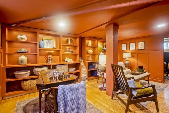 104 Longmeadow St, Longmeadow, MA 01106 - sitting room featuring light wood-style floors and built in features