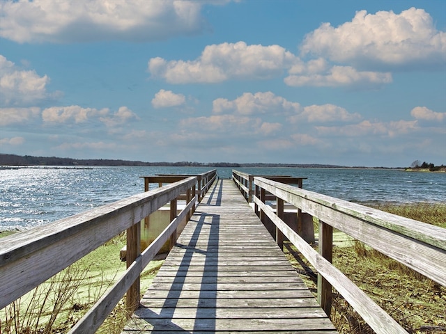 view of dock featuring a water view