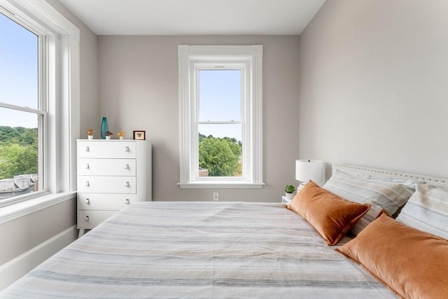 bedroom with multiple windows