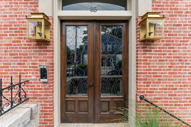 view of exterior entry with french doors