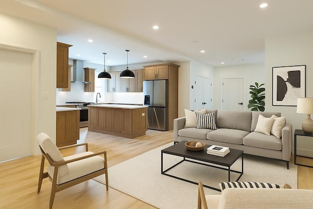 59 Dartmouth St Unit B, Somerville, MA 02145 - living area featuring light wood finished floors and recessed lighting