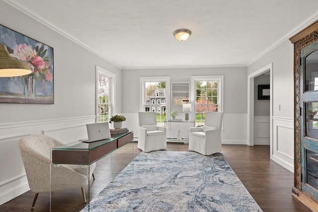 65 Stonegate Dr, East Bridgewater, MA 02333 - sitting room with wainscoting, ornamental molding, and wood finished floors