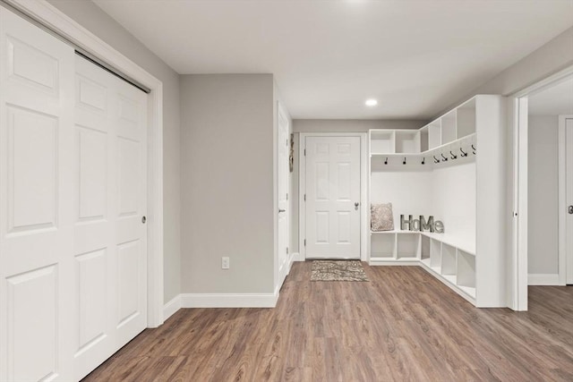 65 Stonegate Dr, East Bridgewater, MA 02333 - mudroom featuring baseboards, recessed lighting, and wood finished floors