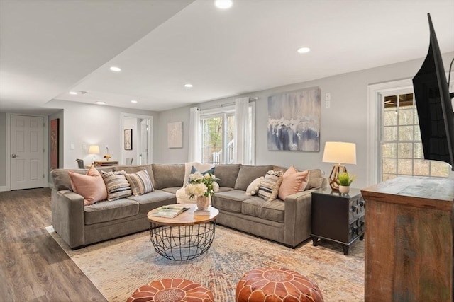 65 Stonegate Dr, East Bridgewater, MA 02333 - living area featuring recessed lighting and wood finished floors