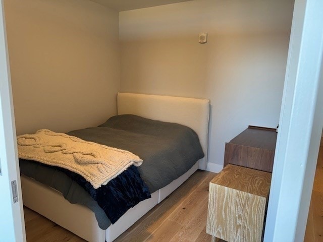 bedroom with hardwood / wood-style floors