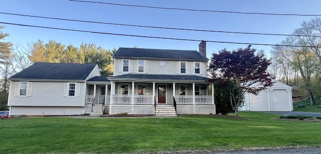 7 Glen Ave, Millbury, MA 01527 - view of front of home with covered porch, a chimney, and a front yard