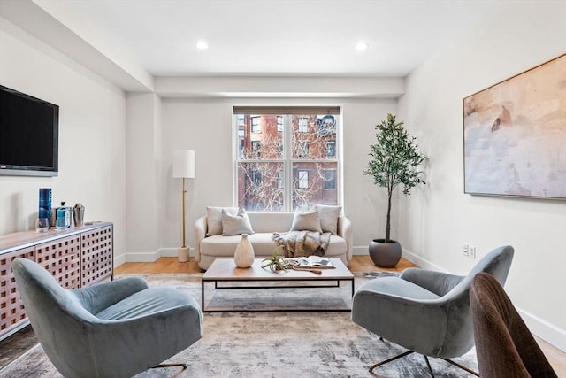 living room with wood-type flooring