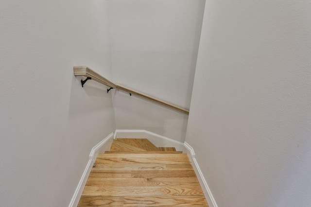 stairway with wood-type flooring