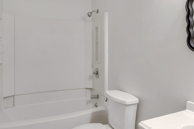 full bathroom featuring vanity, toilet, and shower / bathtub combination