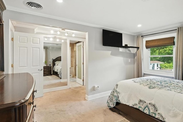 644 Stony Hill Rd, Wilbraham, MA 01095 - bedroom featuring crown molding, light carpet, and recessed lighting