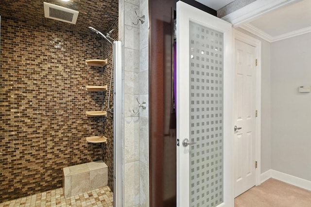 644 Stony Hill Rd, Wilbraham, MA 01095 - full bath with a tile shower and ornamental molding