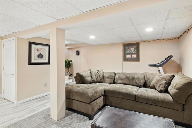 644 Stony Hill Rd, Wilbraham, MA 01095 - living area with a drop ceiling, recessed lighting, and light wood-type flooring