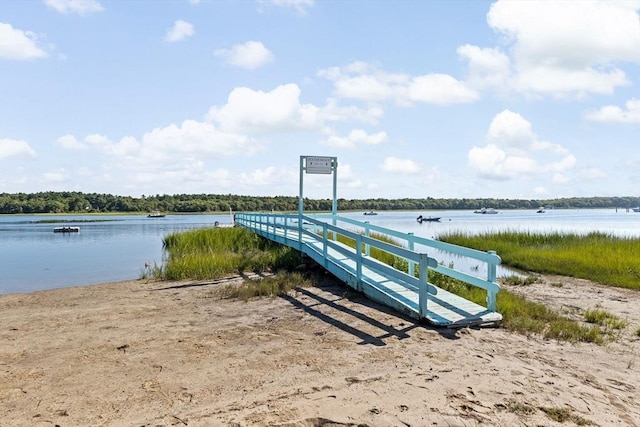 dock area featuring a water view