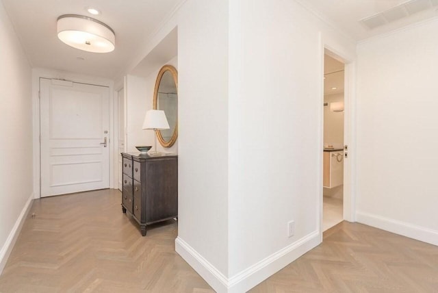 2 Commonwealth Ave Unit 15D, Boston, MA 02116 - hallway featuring baseboards, ornamental molding, and recessed lighting