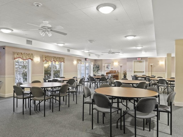 dining area featuring a healthy amount of sunlight and ceiling fan