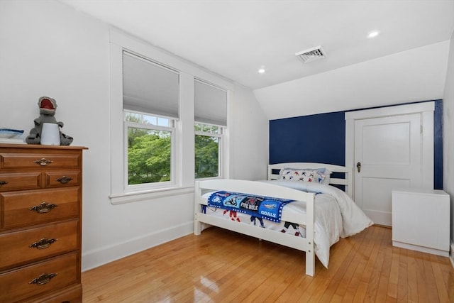 768 Plymouth St, Abington, MA 02351 - bedroom with vaulted ceiling, light wood-type flooring, baseboards, and recessed lighting
