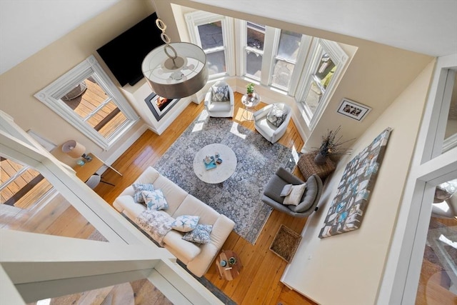 living room with wood finished floors