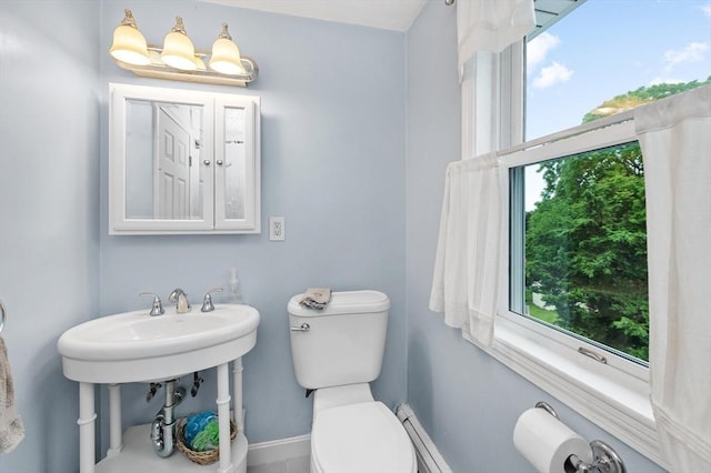 92 Gregory St, Waltham, MA 02451 - half bathroom with toilet and a baseboard heating unit