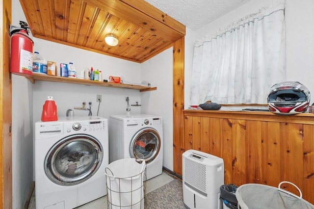 92 Gregory St, Waltham, MA 02451 - washroom featuring independent washer and dryer and wood ceiling