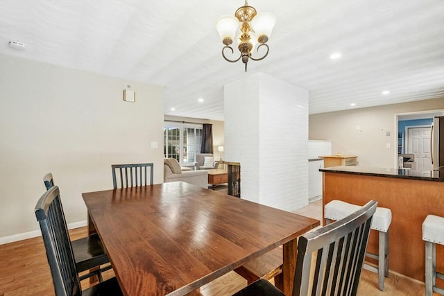70 Donna Rd, Framingham, MA 01701 - dining room featuring a chandelier, light wood-type flooring, and recessed lighting