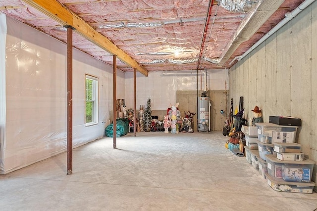 below grade area featuring gas water heater