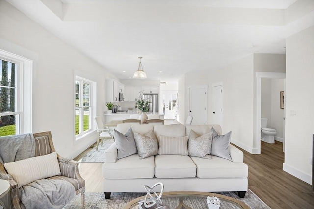 living room with hardwood / wood-style flooring