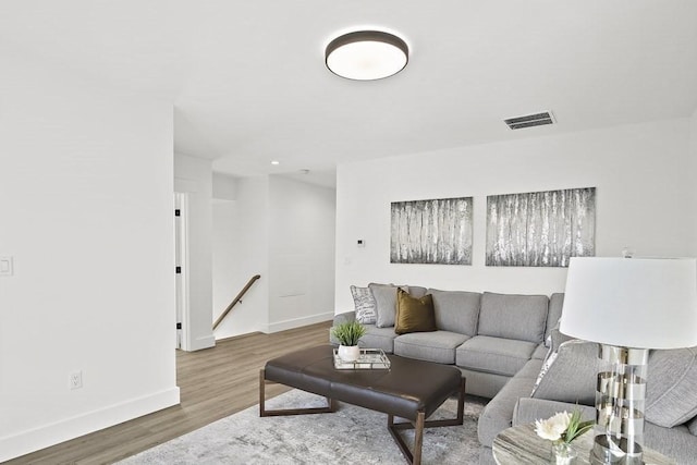 living room with hardwood / wood-style flooring