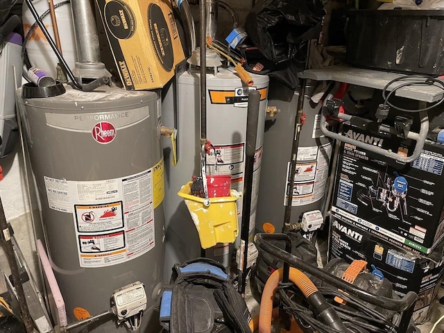 utility room featuring gas water heater