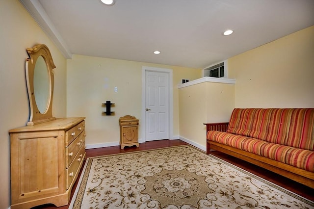 43 Ridge Rd, Erving, MA 01344 - living area with baseboards, recessed lighting, and dark wood-style flooring