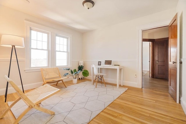 living area featuring light wood-type flooring and a healthy amount of sunlight